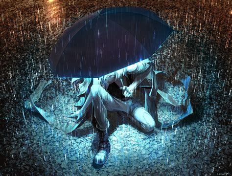 Artwork Fantasy Art Anime Rain Umbrella Original