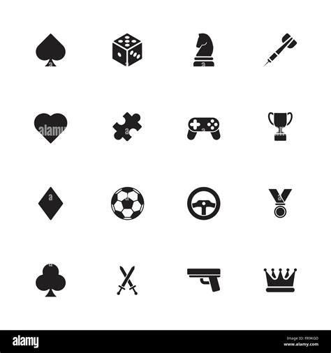 Eps10 Black Simple Flat Game Icon Set For Web Ui Infographic And