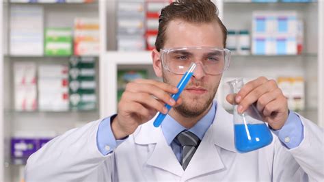 Pharmaceutical Industry Research Lab Chemist Man Develop New Medicine