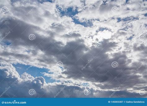 Sun Shines Through The Overcast Sky In Cloudy Weather Image Photo