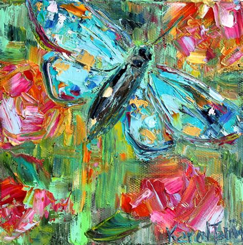 Butterfly Painting Garden Art Original Oil Palette Knife Etsy