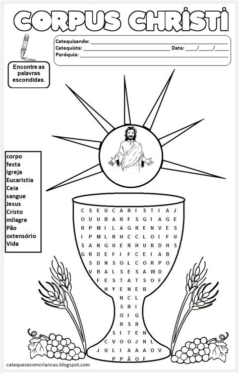 Catequese Com Crian As Atividades De Corpus Christi