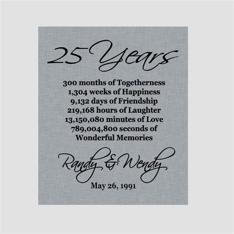 25th Anniversary Print Silver Anniversary Parents Etsy Silver