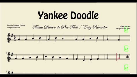 Yankee Doodle Easy Sheet Music For Flute Folk Song Youtube