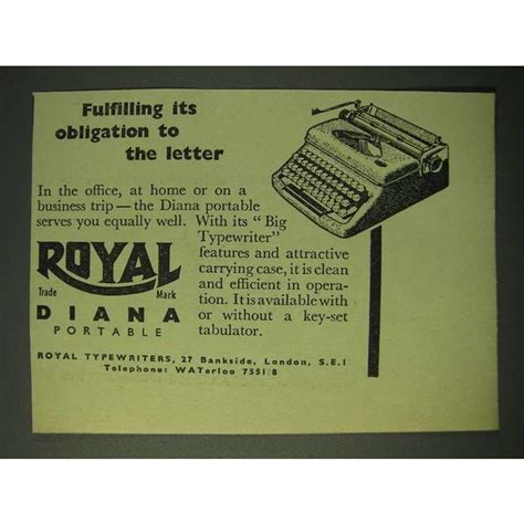 1955 Royal Diana Portable Typewriter Ad Fulfilling Its Obligation To