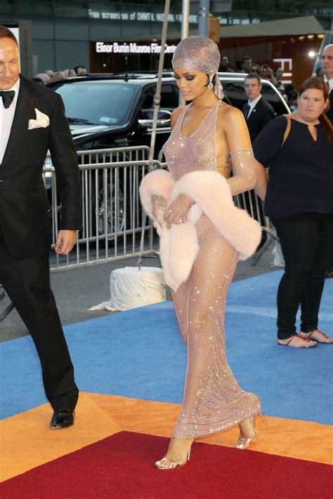 rihanna in naked see through dress show her tits the