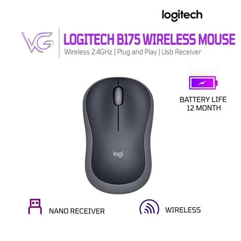 Logitech B175 Wireless Mouse Black Shopee Malaysia
