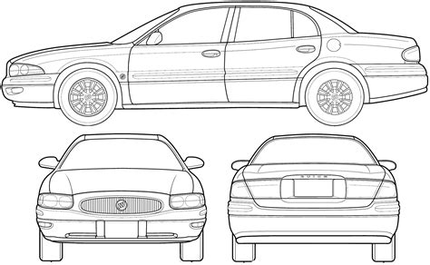 All of them available for download. 2005 Buick LeSabre Sedan blueprints free - Outlines