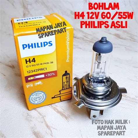 Jual Bohlam Lampu Depan H4 12v 6055w Philips Original Premium Vision