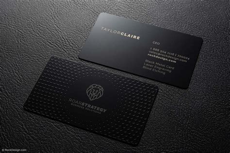 Compelling Laser Engraved Black Metal Business Card Template Design