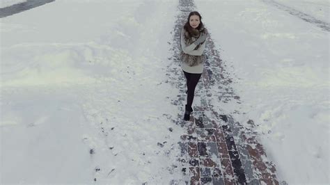 Young Brunette Is Walking On Winter Road Stock Footage Sbv 316518419 Storyblocks