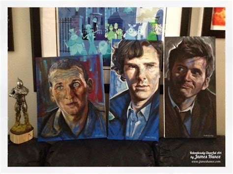 Three Paintings Of The Doctor Who Appear To Be Painted On Canvases