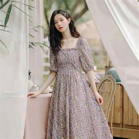 Korean Fashion Style Dresses Floral Print Sexy Elegant Slim Fit Dresses For Ladies Lazada Ph