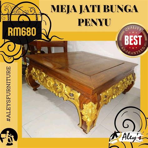 Meja Jati Bunga Penyu Home And Furniture Furniture On Carousell