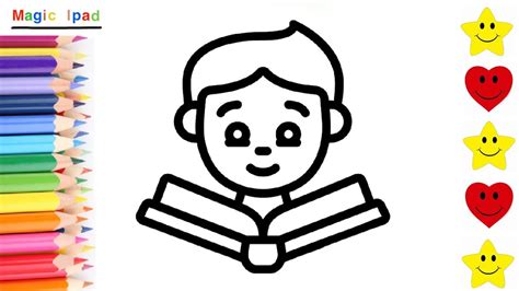Como Dibujar Un NiÑo Leyendo Libro Dibujos Niños How To Draw A Boy