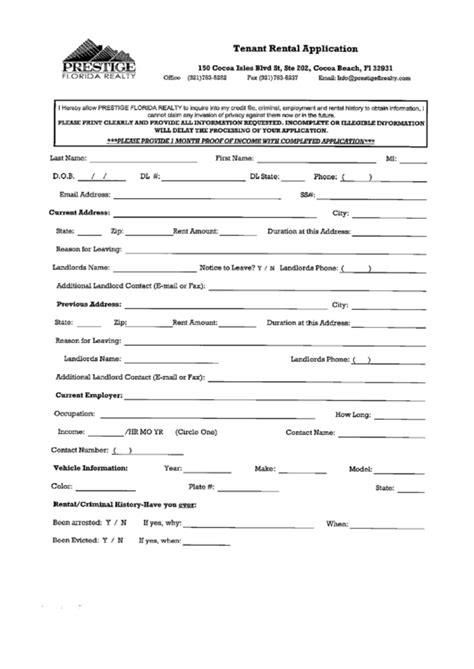 Top Rental Application Form Florida Templates Free To Download In Pdf
