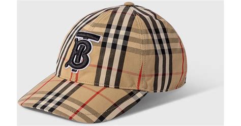 Burberry Monogram Motif Vintage Check Cotton Baseball Cap In Beige