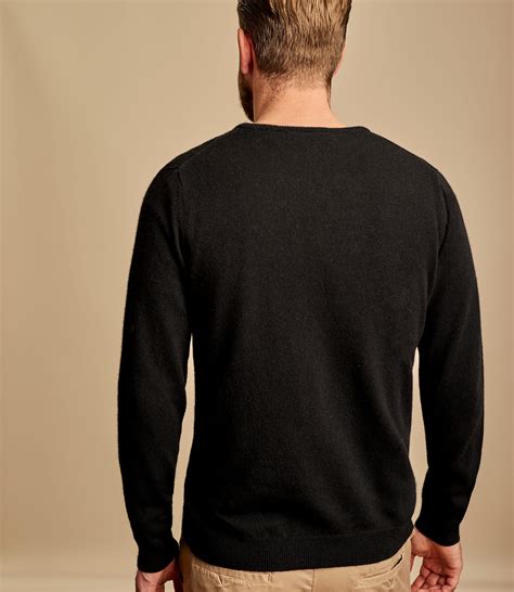Black Mens Cashmere And Merino V Neck Knitted Sweater Woolovers Au
