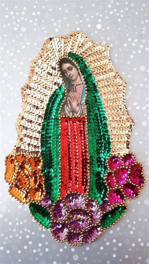 Virgen De Guadalupe Sequin Patch Our Lady Guadalupe Sequin Etsy