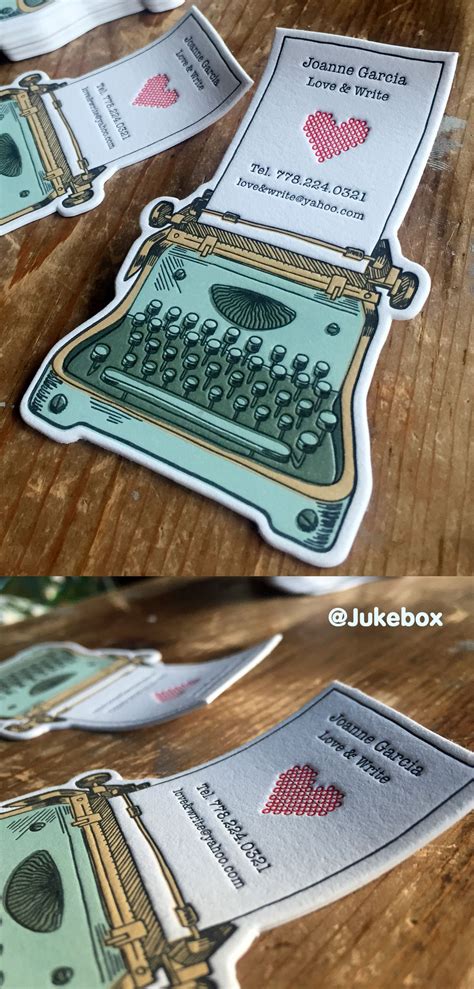 Premium cards printed on a variety of high quality paper types. Cute Typewriter custom shaped business card printed with ...