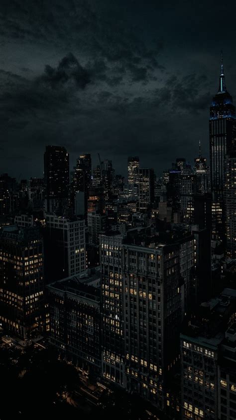 Dark Night City Lighte And Buildings Wallpapers