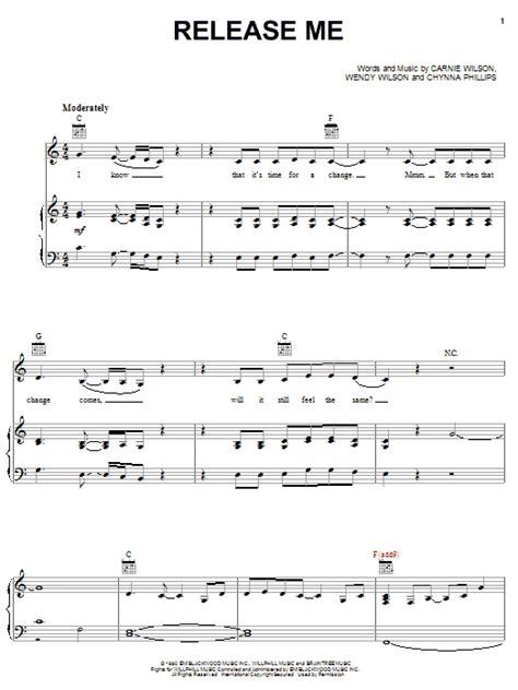 Release Me Sheet Music By Wilson Phillips Piano Vocal And Guitar Right