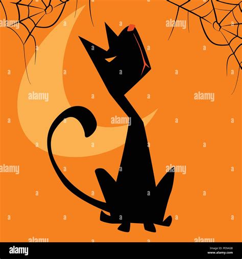 Vector Illustration Of Cute Halloween Black Cat Stock Vector Image