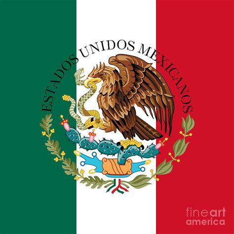 Mexican Flag And Coat Of Arms Digital Art By Bruce Stanfield