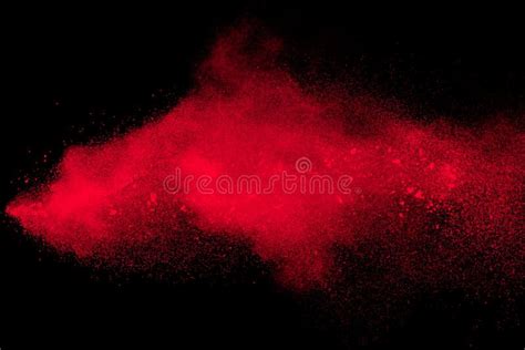Red Color Powder Explosion On Black Backgroundred Dust Particles