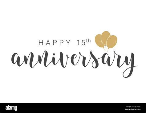 Handwritten Lettering Of Happy 15th Anniversary Template For Banner