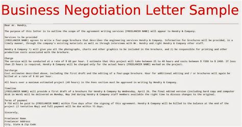 Negotiation Letter Sample Hq Printable Documents