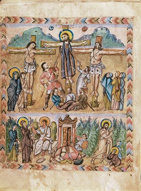 The Crucifixion Rabbula Gospels 586 Byzantine Art Crucifixion