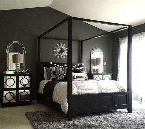 Example of a trendy dark wood floor bedroom design in vancouver with gray walls dark grey: 49 Lovely Black Accent Walls Bedrooms Ideas | Bedroom ...