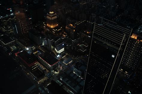 Wallpaper Buildings City Night Lights Aerial View Hd Widescreen