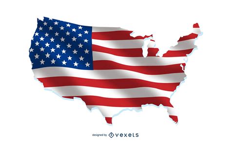Bandera De Estados Unidos En El Mapa Silhouette Illustration Vector