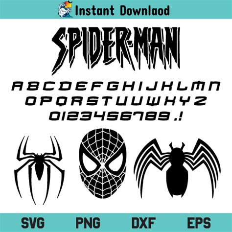 Spiderman SVG, Spiderman Font Letters SVG, Spiderman logo SVG, Cut File