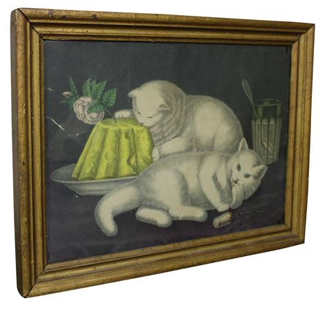 1880s Antique Currier And Ives My Little White Kitties Kittens Taking The