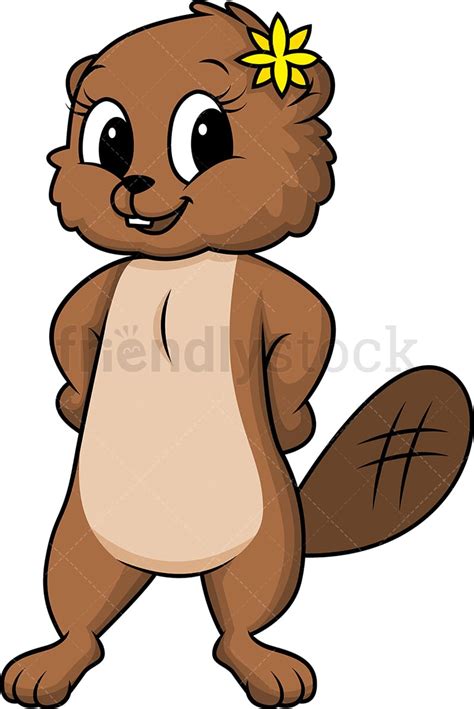 Female Beaver Cartoon Clipart Vector Friendlystock
