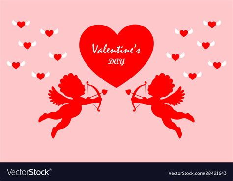 Happy Valentines Day Cupid Or Angel Royalty Free Vector