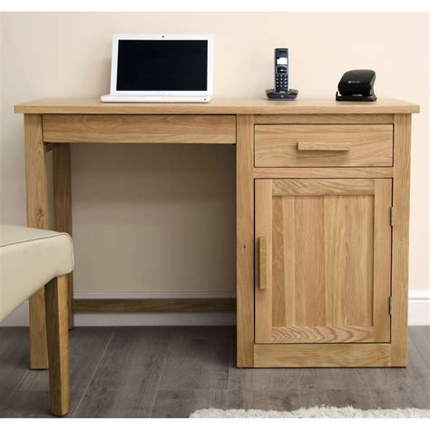 Arden Small Office Pc Computer Desk Solid Oak Furniture With Keyboard