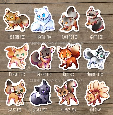 Cute Fox Sticker Set Shinepaw Design