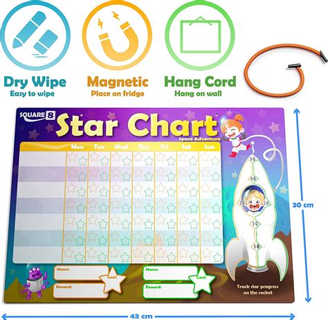 Magnetic Reward Chart With Golden Stars Encourage Good Behaviour And