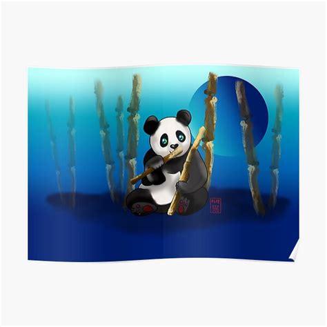 Cartoon Panda With Bamboo Poster For Sale By Beingnow Redbubble