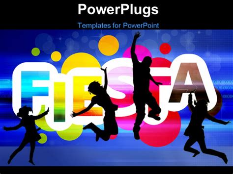 Powerpoint Template Silhouette Of Four People Dancing Over Colorful