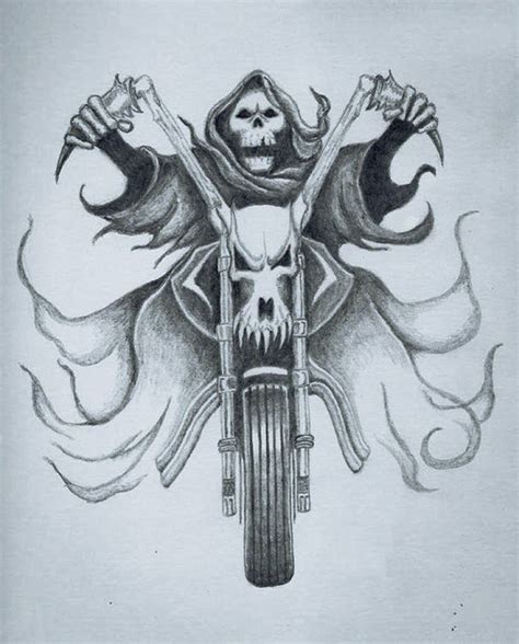 Skeleton Riding Bike Tattoo Design Grim Reaper Tattoo Reaper