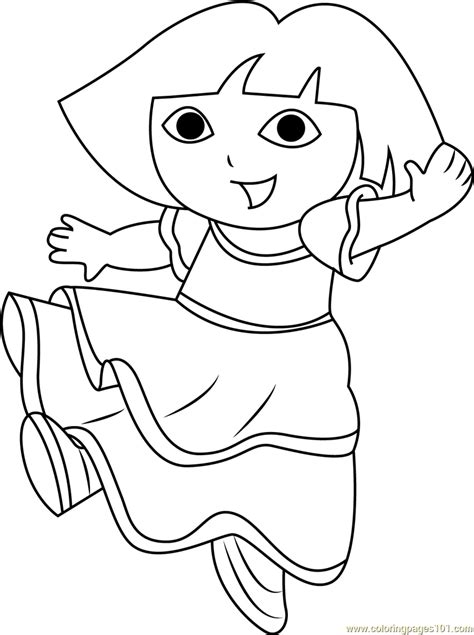 Dora Dancing Coloring Page For Kids Free Dora The Explorer Printable