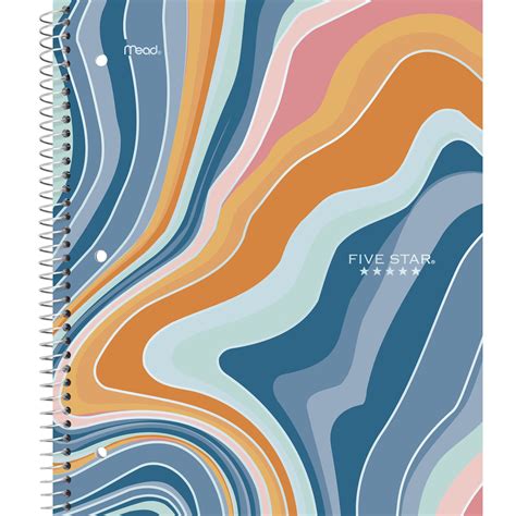 Five Star New Wave Geo Spiral Notebook 1 Subject Wide Ruled Blue