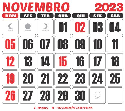 Calendário 2023 Novembro Imagem Legal