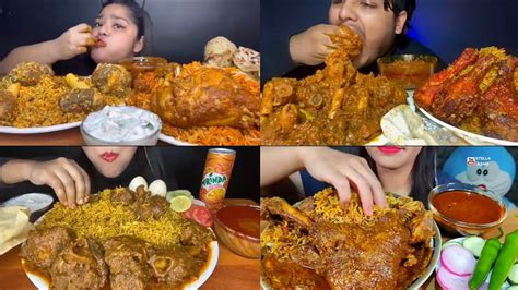 Very Hungry Indian Mukbangers Eating Mutton Biriyani Youtube