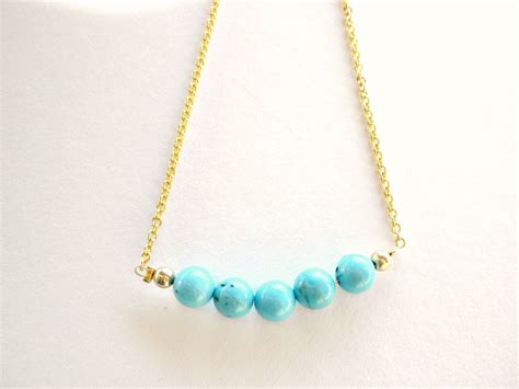 Turquoise Necklace With Gold Plated Chain Dainty Turquoise Necklace